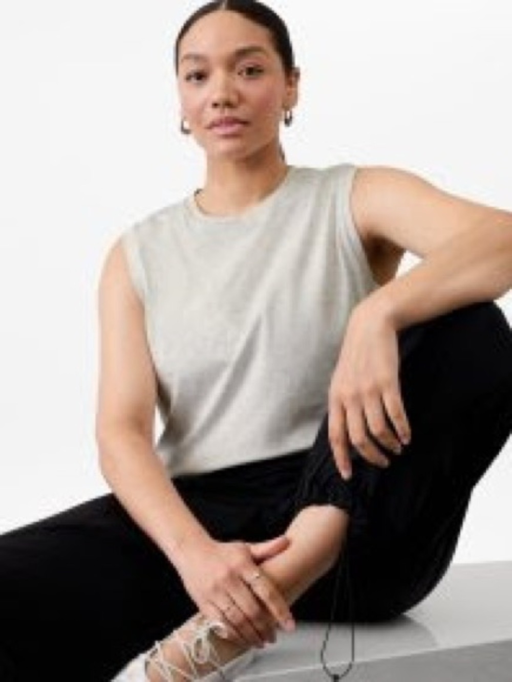 Athleta 	 True Cotton Crop Tank, M | Fog Grey Heather